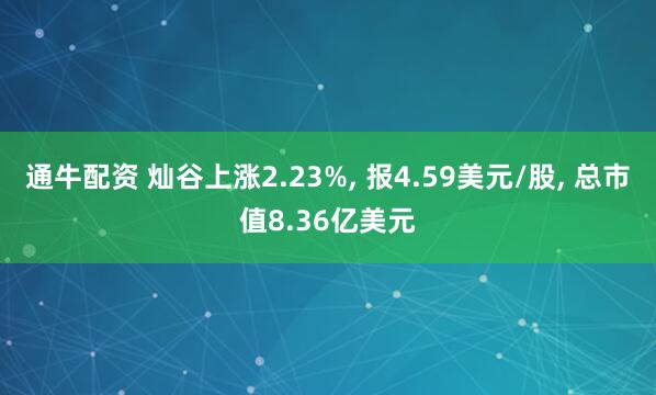 通牛配资 灿谷上涨2.23%, 报4.59美元/股, 总市值8.36亿美元